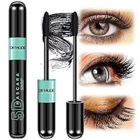 Mascara Volume and Length, 5D Silk Fiber Mascara Waterproof Black 5X Longer Voluminous Curling, 2 in 1 Smudge Proof Long Lasting Full and Soft Lash Extensions Mascaras for Women Makeup