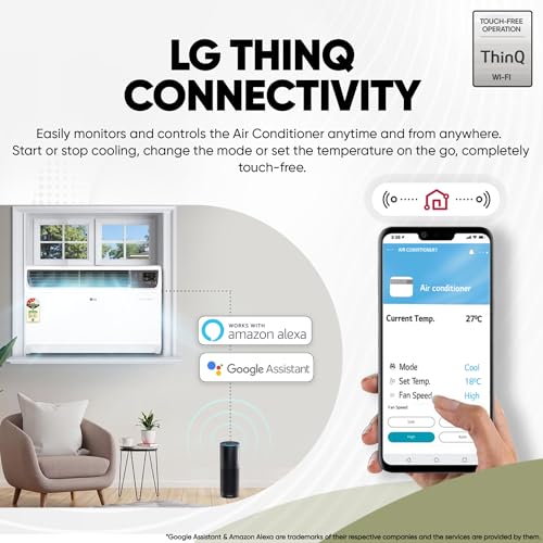 Image of LG 1.5 Ton 5 Star, New star rated, Wi-Fi Enabled, DUAL Inverter Window AC with Energy Manager + (Copper, Convertible 4-in-1 cooling, 4 Way Air Swing, HD Filter, AW-Q18WWZA, White)