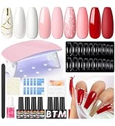 COSCELIA Gel Nail Polish Kit with U V Light Starter Kit 4pcs Gel Polish Set Glitter White Red Pin...