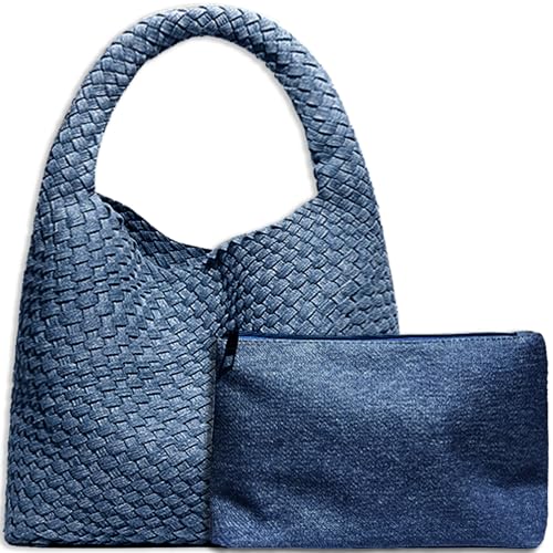 Women Vegan Leather Hand-Woven Tote Handbag Fashion Shoulder Top-handle Bag