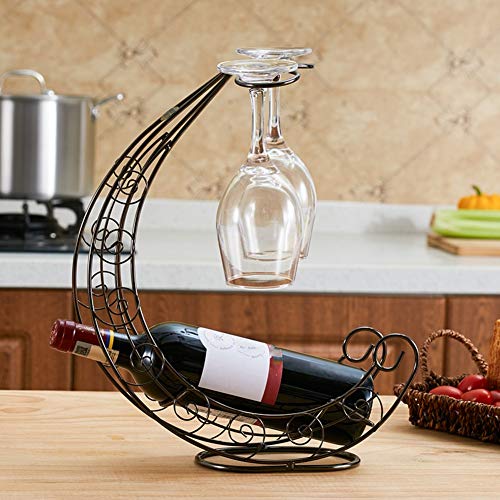 Soporte moderno para botellas de vino con portavasos de vidrio miniatura 1