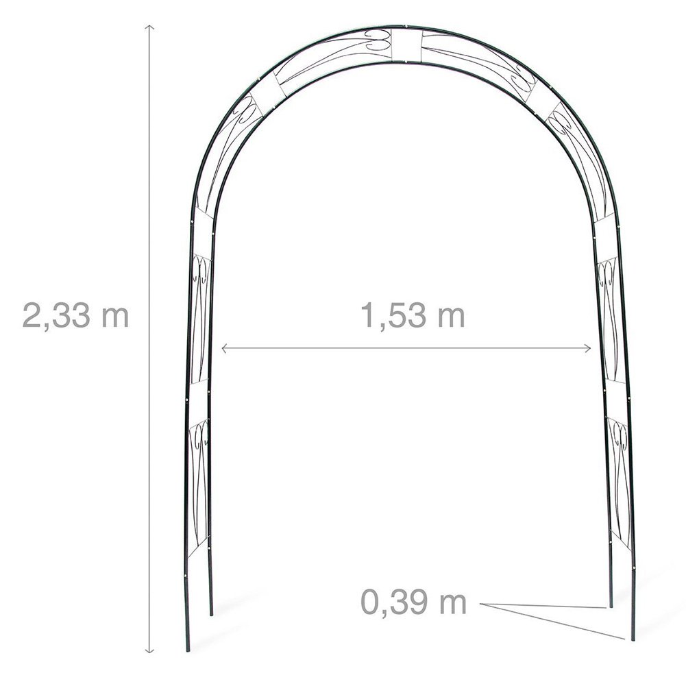 BAKAJI Arco Da Giardino Supporto Per Rose Piante Rampicanti In Metallo 153 x 35 x 233H cm Colore Verde Scuro