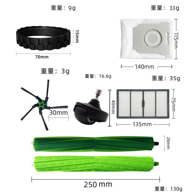 HUAYUWA Vacuum Accessories Set Compatible with iRobot Roomba S9 S9+ Robot Vacuum Cleaner Replacement Parts, 1 Main Brush Set + 2 Side Brushes + 2 Filters – Bild 3