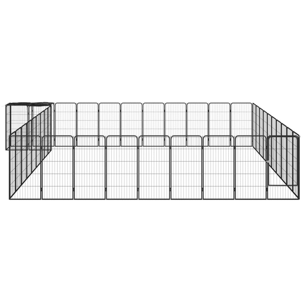CHARMMA Dog Playpen Black Powder-Coated Steel,Polyethylene Durable,Dog Kennels & Runs-3115956