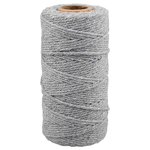 Image of G2PLUS 2MM Cotton String, 328 Feet Grey Twine for Crafts & Gift Wrapp | Natural Soft and Sturdy, Easy to Cut, for Crafts,Gift Wrapping,Arts & Crafts, Home Decor, Gift Packaging