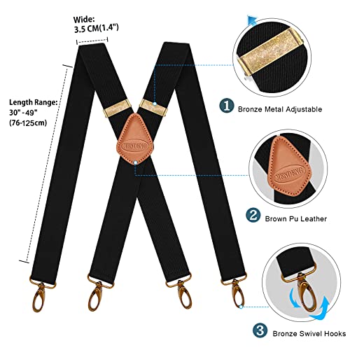 Image of MENDENG Suspenders for Men Heavy Duty Swivel Hooks Retro X-Back Adjustable Brace