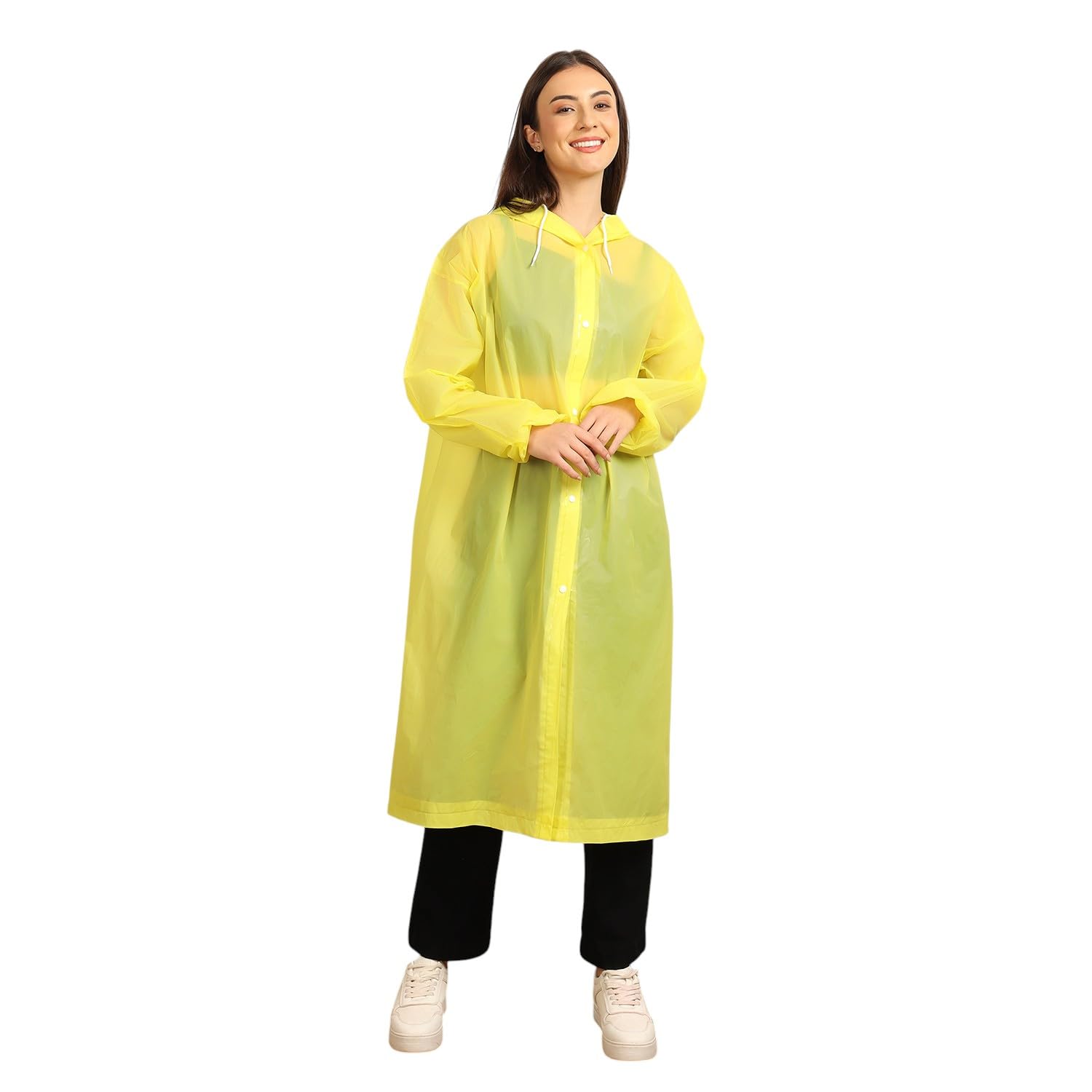 Eco-Friendly EVA Poncho Raincoat for Men & Women, Lightweight Waterproof Coat with Hood, Adjustable Drawstring, Button Closure Reusable & Durable Outdoor Rainwear