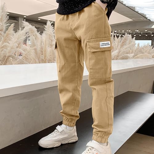 Boys Cargo Joggers Cotton Casual Elastic Waist Sweatpants Boys Teens Baggy Active Outdoor Sweat Pants with Pockets2