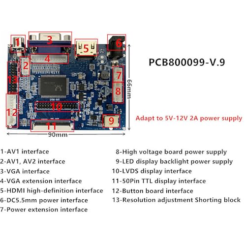 Image of 7-Inch 1024x600 Portable LCD Display Screen Kit with HDMI /VGA /AV Inputs - DIY Monitor for PC, Raspberry Pi, Orange Pi, Gaming Consoles, Car & Industrial Use
