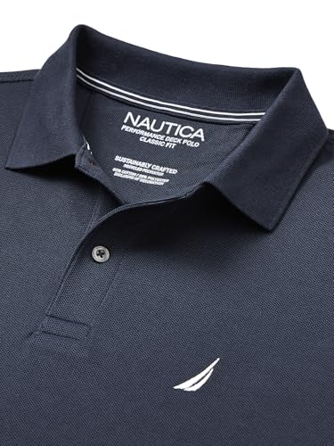 Nautica Mens Classic Short-Sleeve Solid T- Polo Shirts, Navy, Large US - image 5