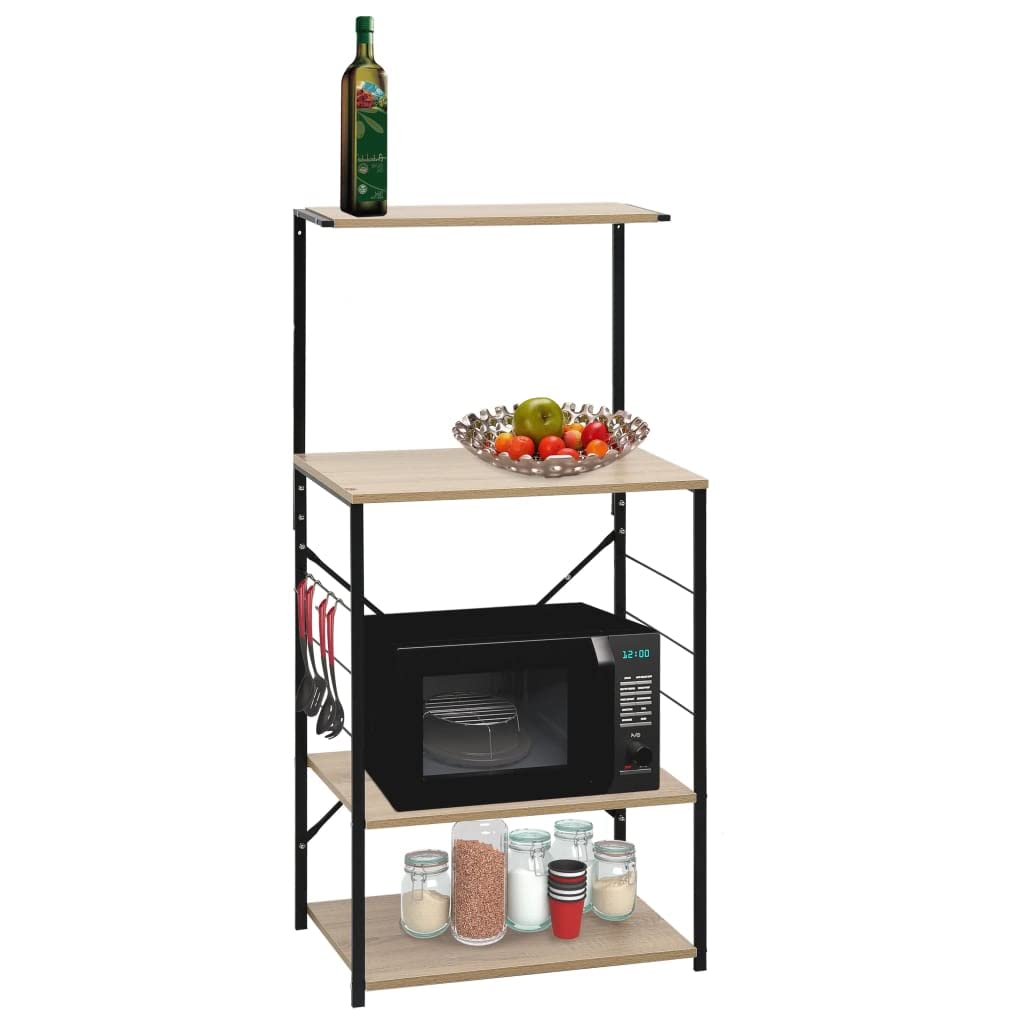 Mikrowellenregal Schwarz Eiche 60x39,6x123 cm Holzwerkstoff,Heim & Garten,Küche & Esszimmer,Küchenhelfer & -utensilien,Küchenorganizer,Küchenutensilienhalter & -ablagen,Schwarz,11 kg-288239