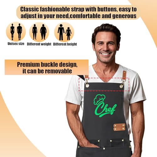 BeautyWill Personalized Custom Apron For Men Women Kitchen Cooking Aprons Customized with Pockets Name Text Logo Picture - Image 3
