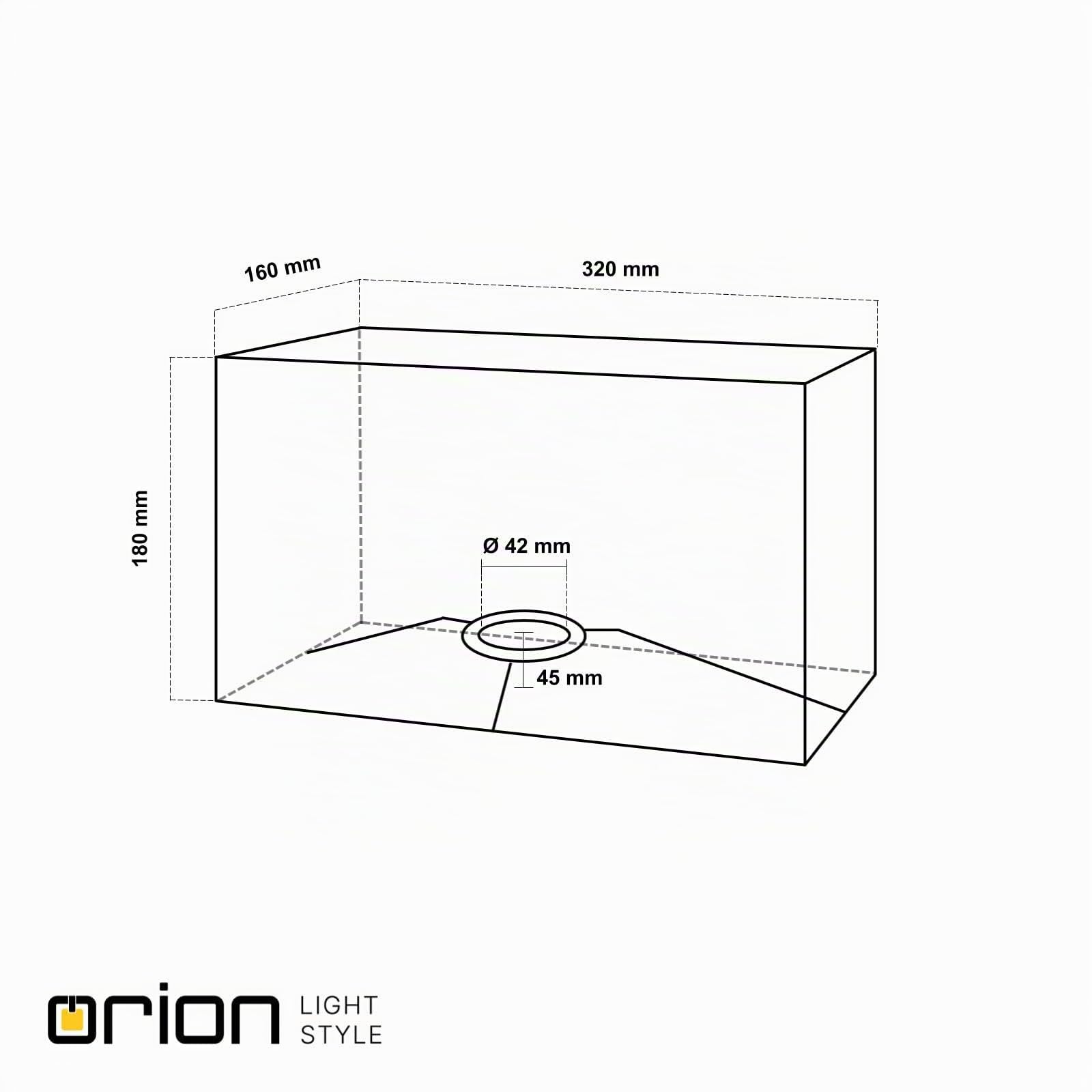 ORION LIGHTSTYLE Pantalla de lámpara de tela, (32 x 16 x 18 cm), para casquillo E27 rectangular, pantalla de repuesto para lámpara de pie, lámpara de mesa, rectangular, crema, crema-blanco