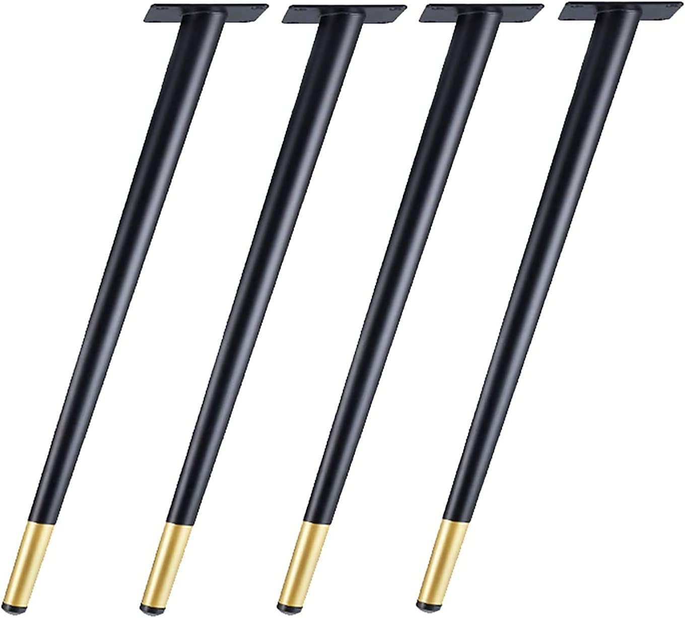 THE WHITE SHOP 4pcs Metal Furniture Legs Round Conical, Heavy Replacement for Dining Table, Coffee Table, Desk & More - With Screws, 50cm