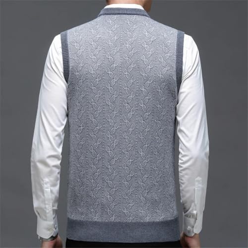 Men’S Vintage V-Neck Printed Sweater Vest with Contrast Hem Sleeveless Knit Pullover4
