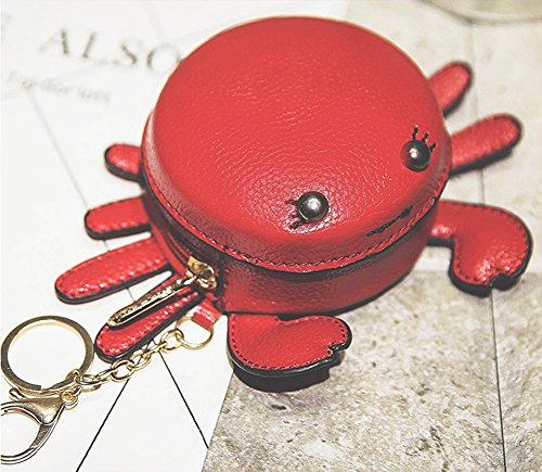 QZUnique Crab Coin Purse Mini Animal Cartoon Change Pouch with Keychain Cute Leather Wallet Key Bag for Women Kids4