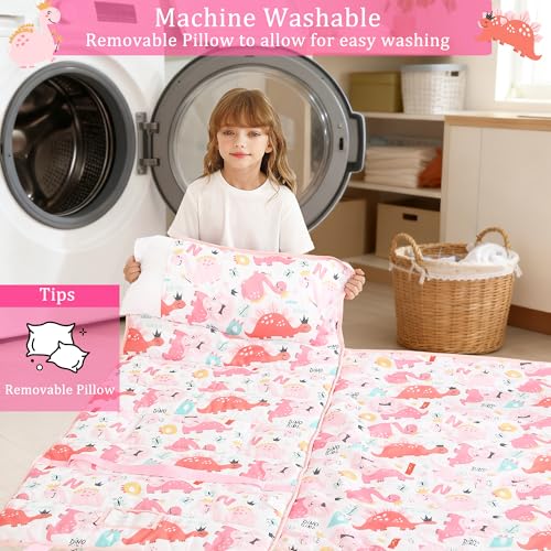 Image of Toddler Nap Mat for Preschool 50''x30'' Sleeping Mat with Removable Pillow and Minky Blanket for Kids Ages 3-7 Roll Up Soft Sleeping Bag for Boys Girls Kindergarten Daycare Sleepover