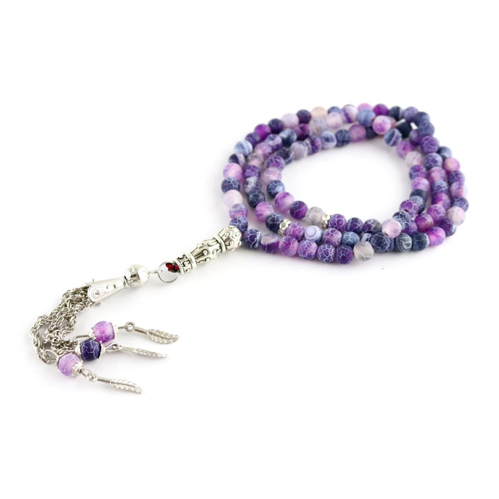 Tasbih 99 perles en verre pour homme - Chapelet de prière musulmane de 6 mm