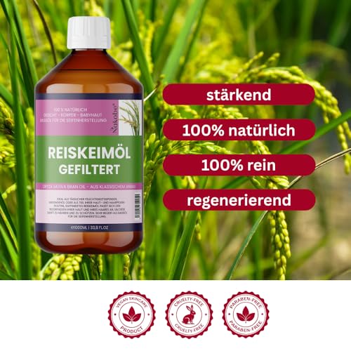 Premium Reiskeimöl – Leichtes Basisöl für DIY-Kosmetik, Seifen, Massage & Aromatherapie – Nakobe (1000ml)