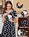 Ekouaer Women's Nursing Dress Summer Short Sleeve Floral Maternity Breastfeeding Split Long Dress Black-Floral-White S