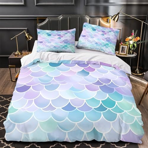 Parure de lit sirène 3D idée cadeau lit simple 135x200cm