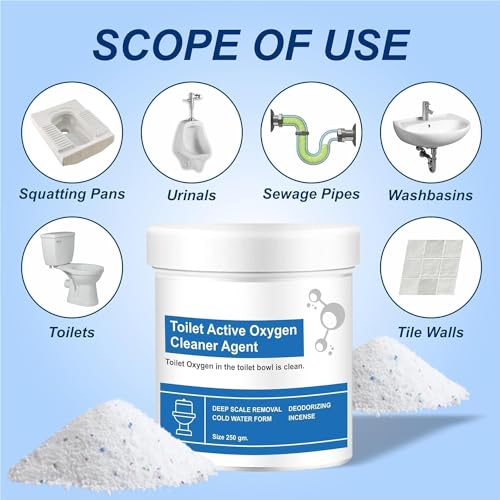 Image of Toilet Active Oxygen Agent Cleaner Toilet Powder With Super Active Cleaning Liquid Agent, Can Effectively Remove Stubborn Dirt From Toilet Etc- 250 Gram(powder)+100 Ml (Liquid)