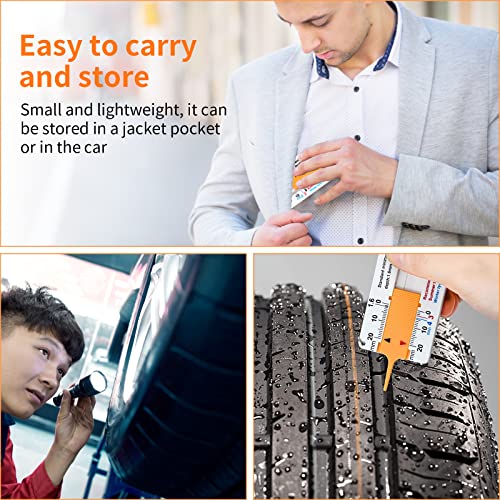 Pinsheng Reifen Profiltiefenmesser 4 Stück Kunststoff Reifenprofil Tiefenmesser, Reifenprofiltiefenmesser 0-20 mm Tiefe Meter Vernier Tiefenmessschieber, Profiltiefe Messwerkzeug für Auto Motorrad Van