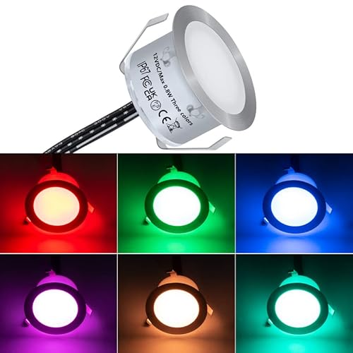 HIBOITEC RGB Faretti Esterno LED Colorati Incasso, Luci Terra IP66 Impermeabile Esterno Faretti da Pavimento, Ø42MM 12V Led Pavimento per Prato Giardino Piscina Cortile Illuminazione
