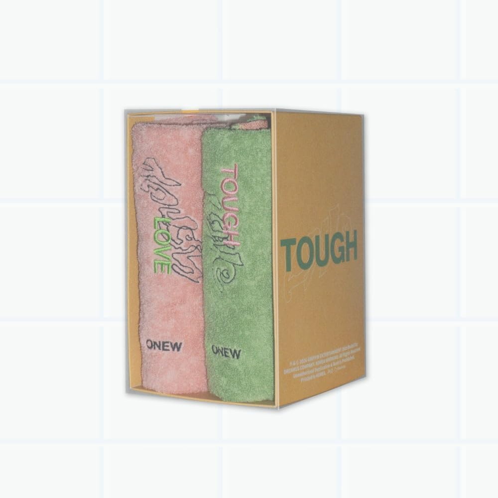 SHINee ONEW 5. mini album TOUGH LOVE TOWEL BOOK 2 Ver. ZESTAW - wersja zielona i różowa, 2 ręczniki + 2 karty fotograficzne + 2 karty graficzne