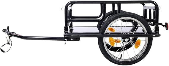 Foldable Bike Cargo Trailer with Universal Bike Hitch and 16 Wheels & Reflectors, Large Loading Bicycle Wagon Trailer Storage Cart