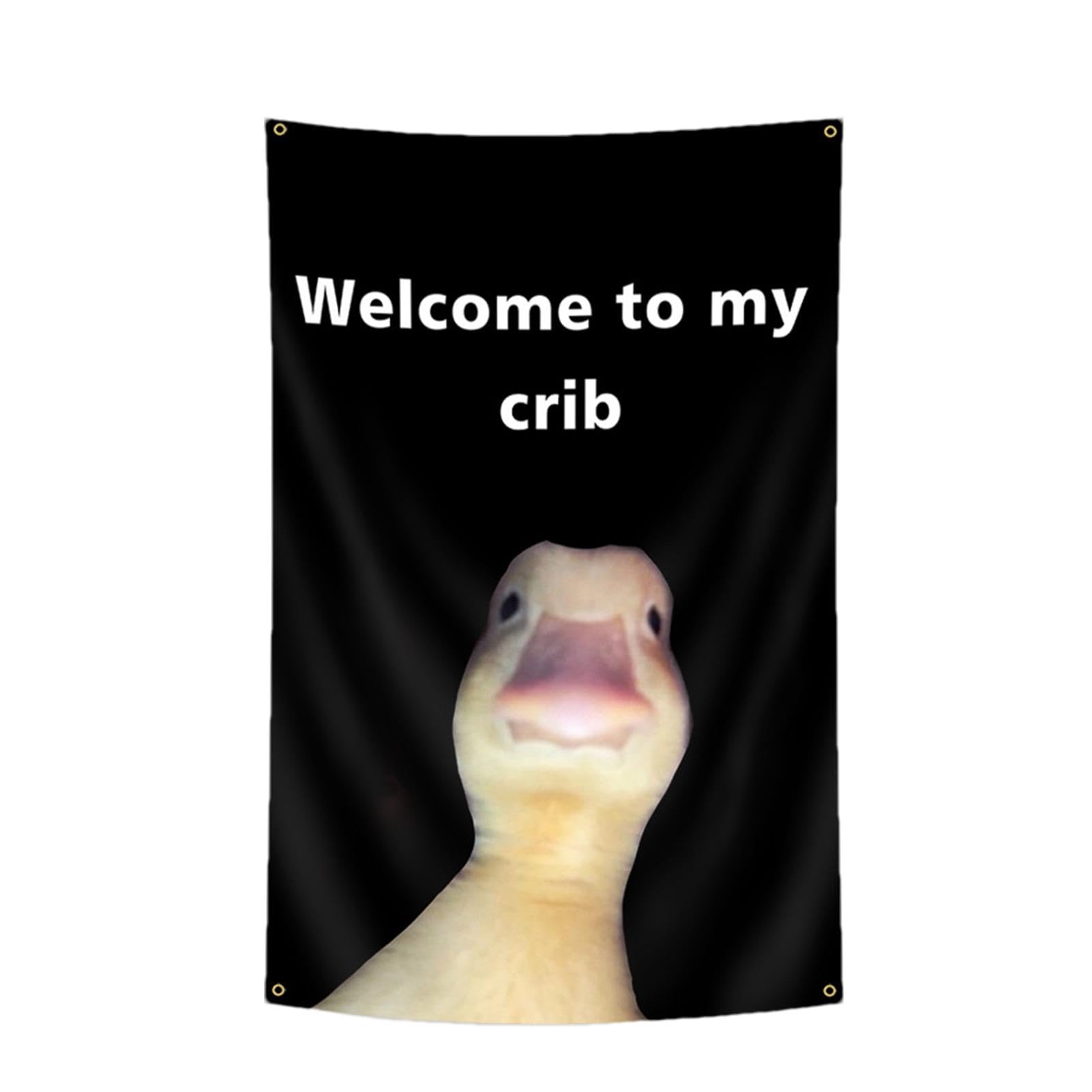 Welcome To My Crib Flag, 60 × 90cm Funny Flags For Bedroom, Room Decor For Men, Funny Man Cave Wall Flag Hanging With Brass Grommets For College Dorm Home Decor