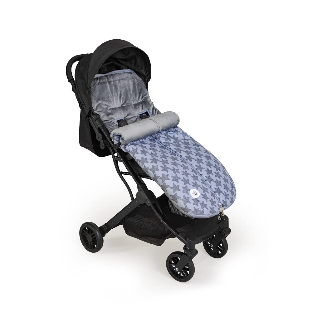Interbaby Chanceliere Bebe Poussette Couverture Poussette Bebe Hiver, Doux | Sac de Couchage Poussette Bebe Détachable, Double Ouverture, Lavage Facile, Matériaux Antiallergiques, Star Marino Gris