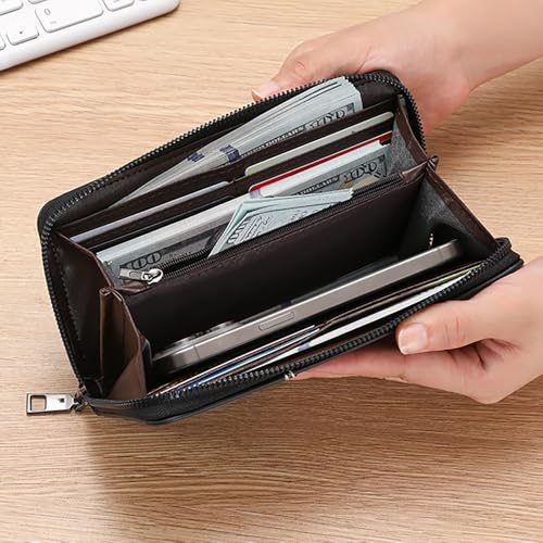 Men Wallets with Mobile Phone Storage Bag, Wallet for Men Removable Wrist Strap PU Leather Long Wallet for Money ID Credit Card Cash Name Card2