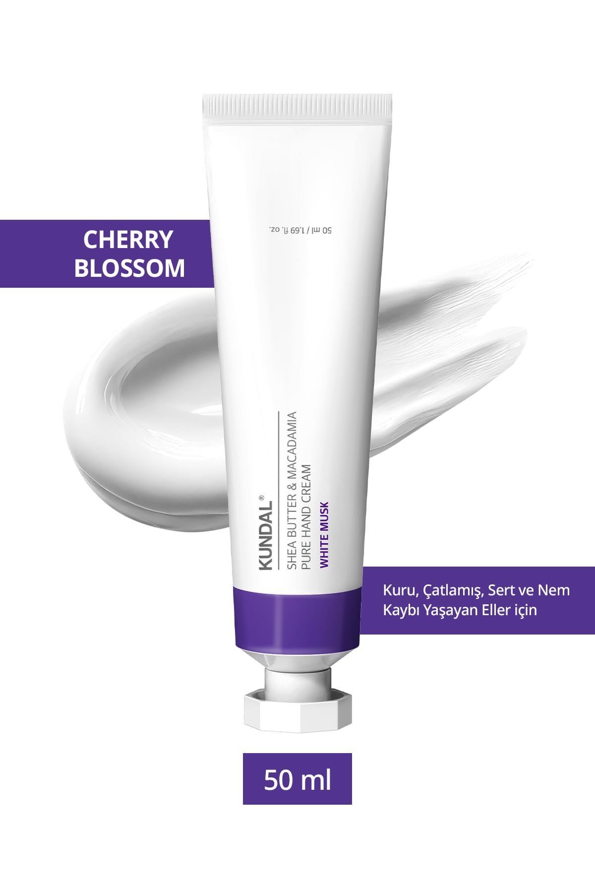 KUNDAL Yoğun Nem Veren Besleyici El Kremi Shea Butter & Macadamia Pure Hand Cream 50ml (White Musk)