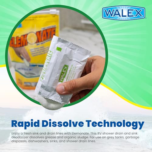 Image of Walex Elemonate RV Grey Water Tank Deodorizer Tablets - Fresh Lemon, 5 Count (Pack of 12)