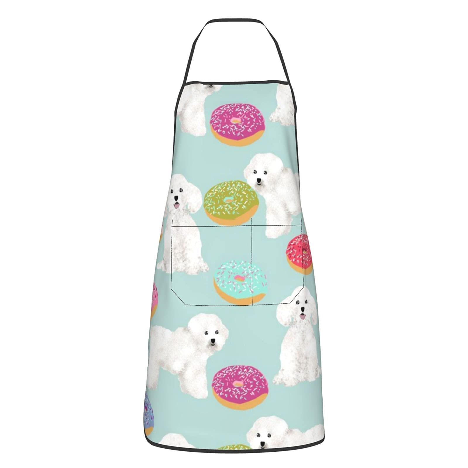MSINCUDJ Kitchen Aprons,Bichon Frise Dog Cooking Apron With Pockets,Waterproof Chef Apron Adjustable Bib For Unisex