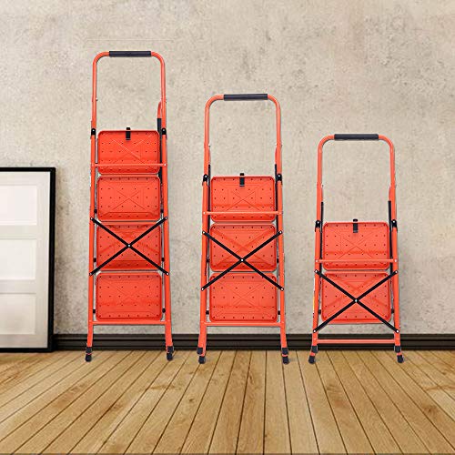 LUISLADDERS 4 Step Ladder Safety Tool Ladder Folding Anti-Slip Step Stool Ladder Padded Side Handrails with Large Area Pedals for Kitchen Home and Office 330lbs (4 Step)