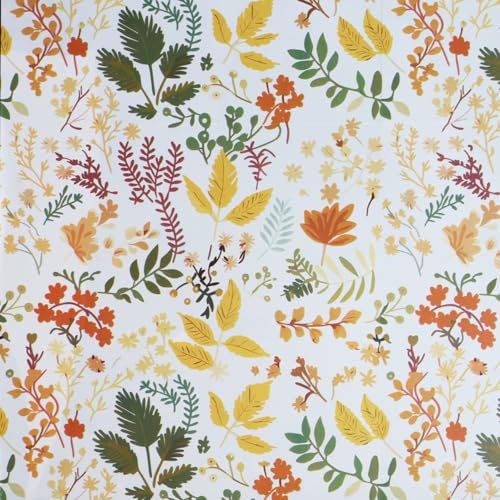 HOMEMATES Vintage Floral Peel and Stick Wallpaper Boho Floral Self-Adhesive Contact Paper for Bedroom, Wardrobe, Desktop – 45 x 304cm Removable Flower Wall Sticker (Vintage Yellow Flower)