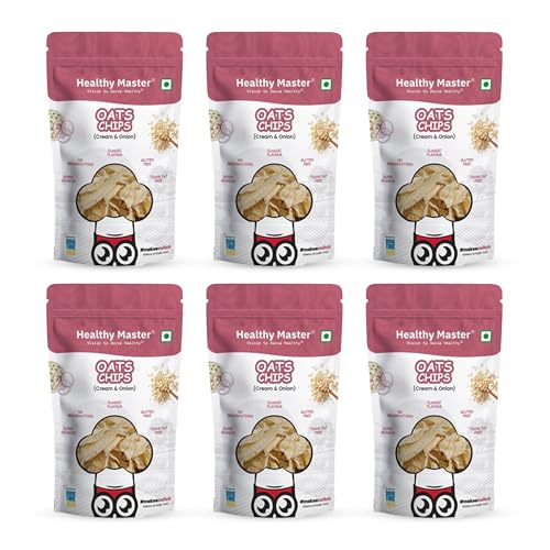Image of Healthy Master Oats Chips Combo 100g - Pack of 6 | Light & Crispy Chips, high protein | Natural ingredients, Vegan, Gluten Free, No Palm Oil, No Artificial Preservatives, Trans Fat Free, Low Calorie