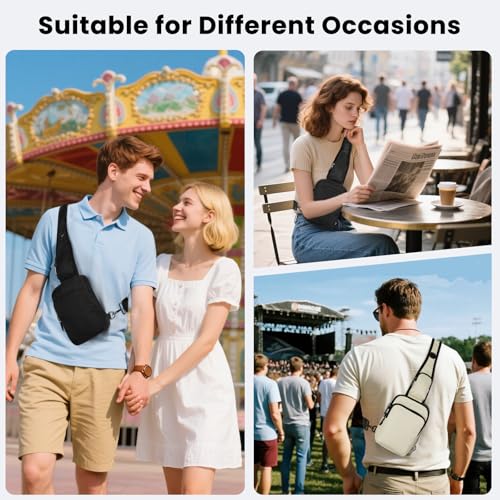 Image of Sling Bag, Crossbody Bag with Zipper Lock, RFID & Water Resistant for Women and Men Small Chest Bag for Travel Casual