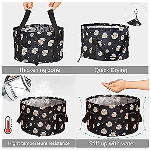 Daisies Print Collapsible Foot Bath Basin Azul Mediano miniatura 6