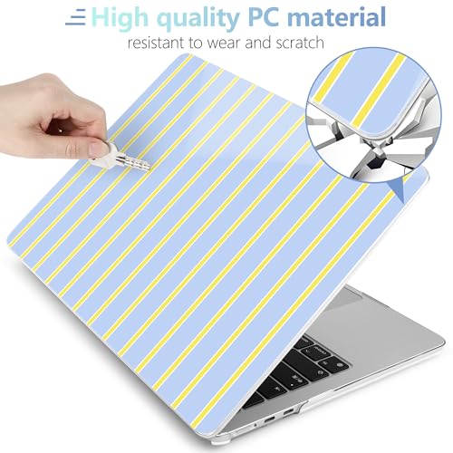 Image of MEEgoodo for M5 /M4 /M3 /M2 MacBook Air 15 inch Case 2026 2025 2024 2023, Case Fit Model (A3448 /A3241 /A3114 /A2941) for MacBook Air 15.3 inch, Yellow&White Stripes
