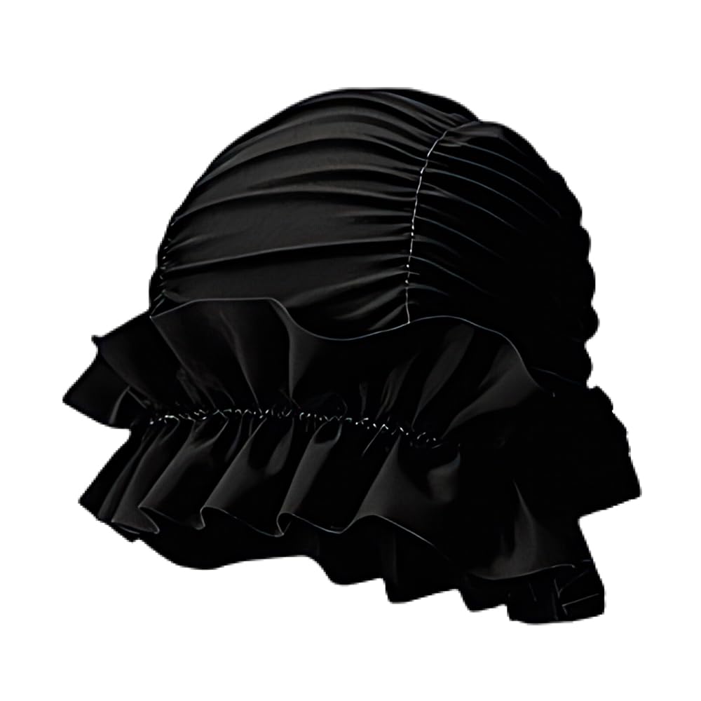 Elastic Swim Hats, Soft Bathing Hats Women Plus-Size Swim Caps with Ruffled Edges for Women Men Longer Thick Hair