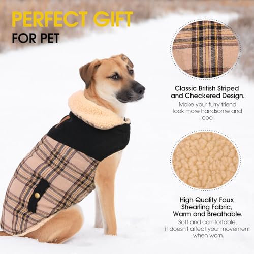CITÉTOILE Warme Hundemantel Fleece, Wintermantel Winterjacken für Kleine/Große/Mittlere Hunde, Hundejacke Hundekleidung Hundepullover mit Geschirrloch für Outdoor Indoor, Beige, S
