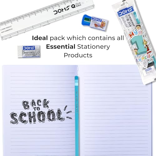 Image of Doms My 1st Pencil Kit | Combination of 4 Various Stationery Items: Pencil, Eraser, Pencil Sharpener and Scale | School Essentials for Kids | Official Merchandise pack of 20