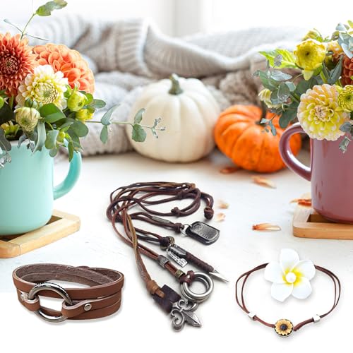 yumcute Lederband Kette, 3mm×3m Lederriemen Meterware Echtes Leder, Braun Lederbänder Flach Band Armband Basteln, Lederschnüre für Leder Schuhspitzen, Halskette, DIY Handwerk und Schmuck Herstellung