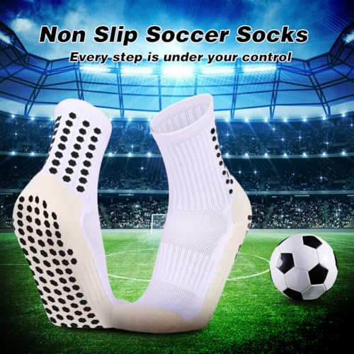 8 Pack Men's Soccer Socks Anti Slip Non-Slip Grip Pads for Football Basketball Sports Grip Soccer Socks2