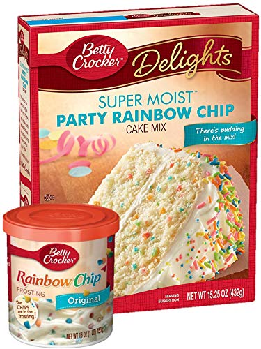 Betty Crocker Party Rainbow Chip Cake Mix and Rainbow Chip Frosting Bundle (2 Items)