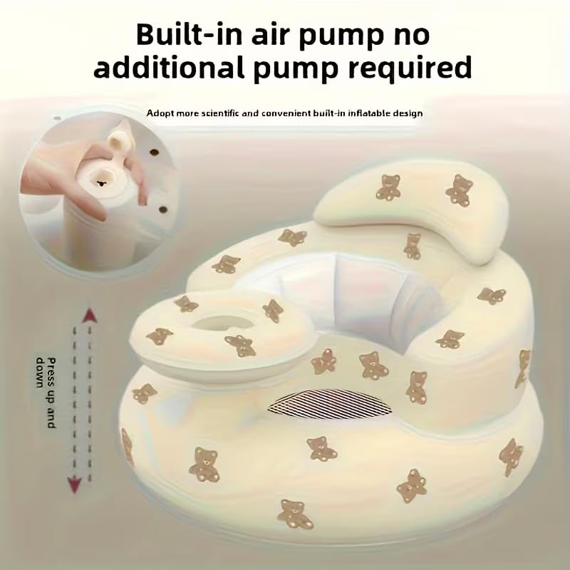 Image of Mammoth Inflatable Baby Seat Sofa Chair for Sitting Support, Infant Floor Seat with Tray & Built-in Air Pump, Soft PVC Baby Feeding Chair for 3-36 Months, Portable Baby Booster Seat