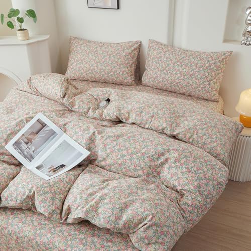 Image of LifeTB Vintage Flowers Comforter Set Full Size Coquette Floral Bedding Set | Aesthetic Cottagecore Floral Comforter with 2 Pillowcases Farmhouse Botanical Bedding Comforter for All Season